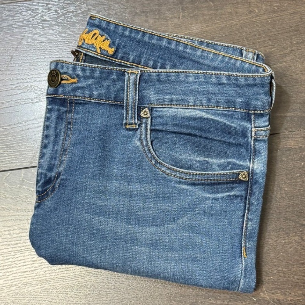Kut from the Kloth Skinny Jeans 12‎ Blue Mia Destructed Knee Raw Split Hem